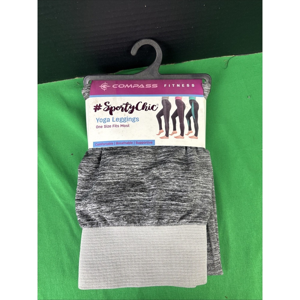 Compass Fitness Women's Sporty Chic Yoga Leggings One Size Fits Most Grey